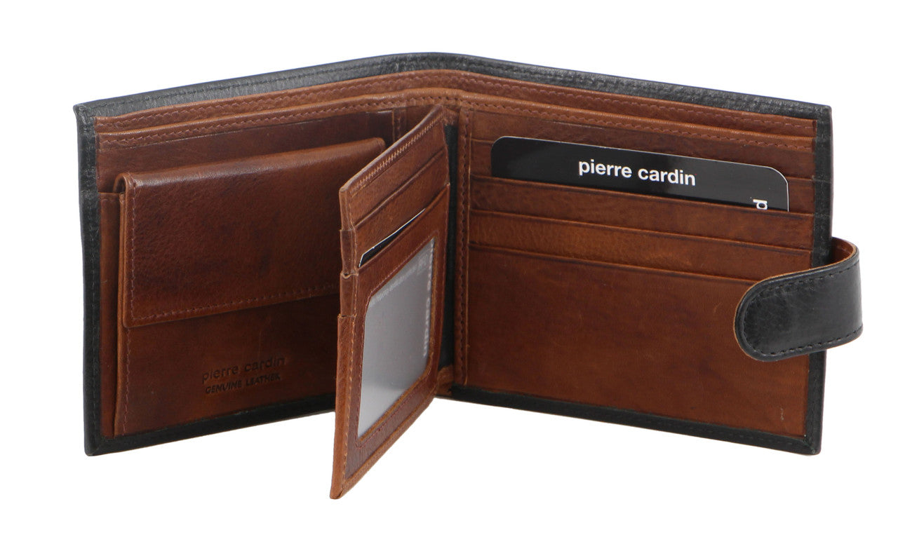 Pierre Cardin PC2631 Black/Cognac Leather Mens Wallet