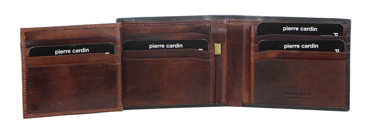 Pierre Cardin PC2632 Black/Cognac Leather Mens Wallet