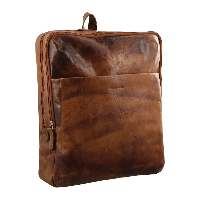 Pierre Cardin - PC2799 Rustic Large Leather Backpack - Cognac