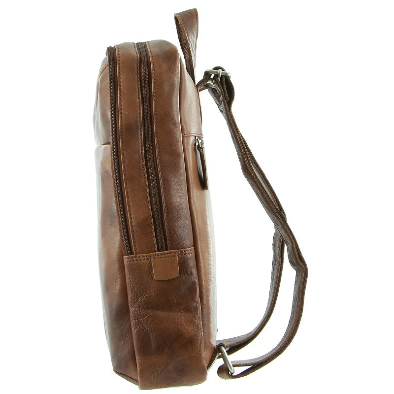 Pierre Cardin - PC2799 Rustic Large Leather Backpack - Cognac