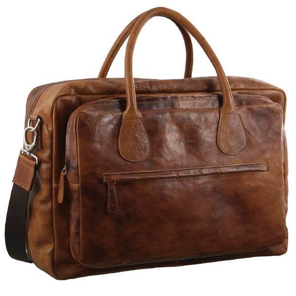 Pierre Cardin PC2802 Cognac Rustic Leather Travel/Work Bag