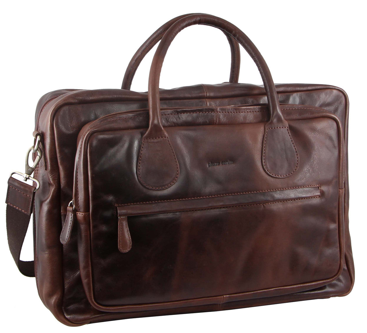 Pierre Cardin Rustic Leather Business/Overnight Bag-1