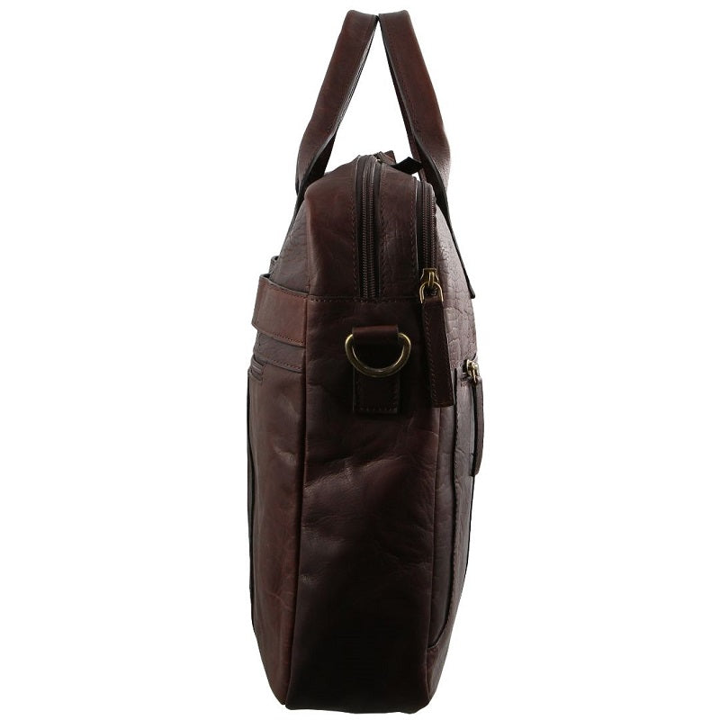 Pierre Cardin - PC2807 Rustic Leather Work/Computer Bag - Chestnut