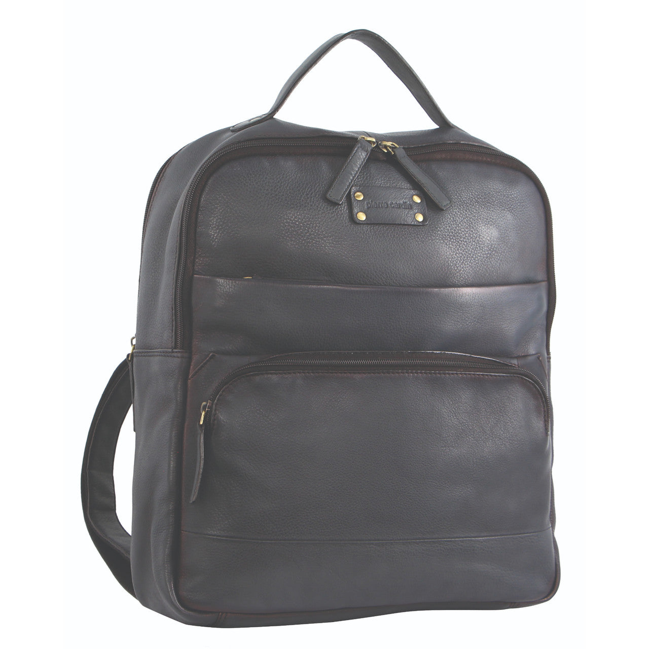 PIERRE CARDIN PC2808 Black RUSTIC LEATHER LARGE BACKPACK-1
