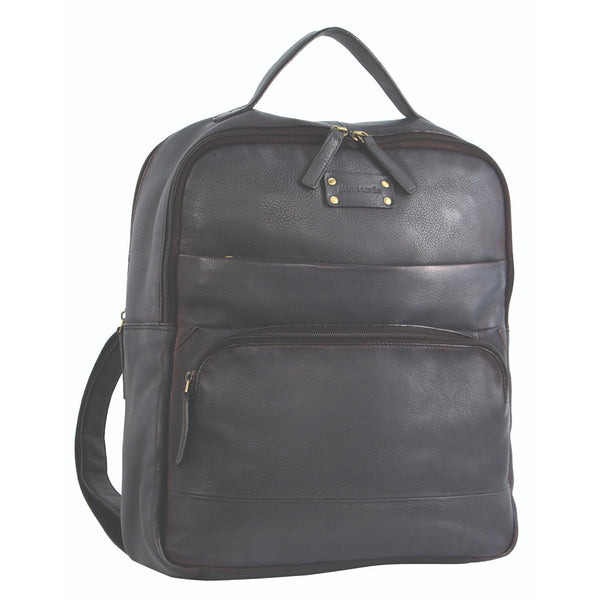 PIERRE CARDIN PC2808 Black RUSTIC LEATHER LARGE BACKPACK