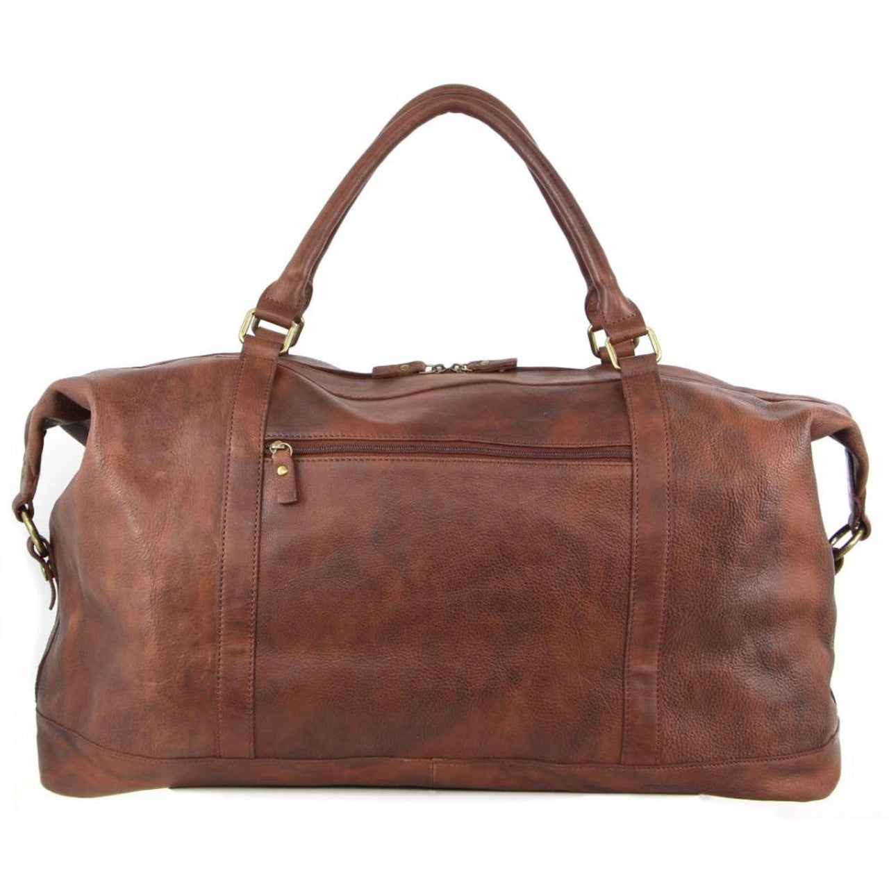 Pierre Cardin Rustic Leather Overnight Bag with front flap pocket PC3134 Chesnut-3