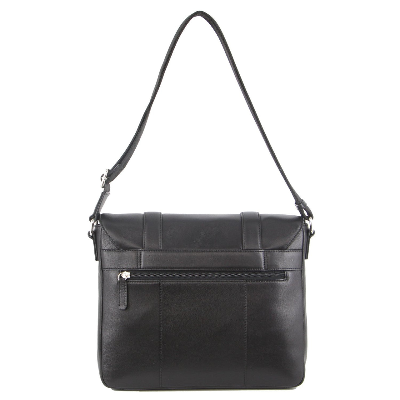 Pierre Cardin Pebbled Leather with perforated design Satchel with flap closure PC3302 Black *DC-4