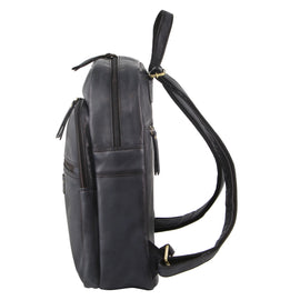 Pierre Cardin Burnished Leather Multi-Compartment Laptop Backpack PC3332 Black - 0