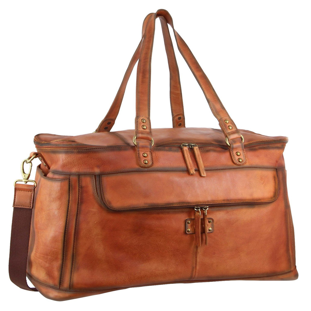Pierre Cardin - PC3342 Leather wide opening overnight bag - Cognac-1