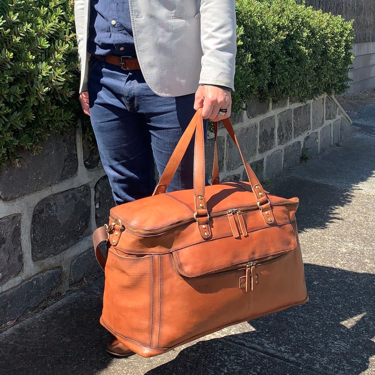 Pierre Cardin - PC3342 Leather wide opening overnight bag - Cognac-4