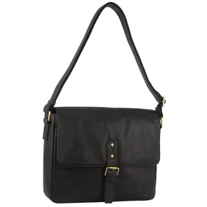 Pierre Cardin Mens Leather Business Satchel with Flap Closure PC3500 Black