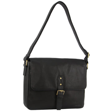 Pierre Cardin Mens Leather Business Satchel with flap closure PC3500 Black