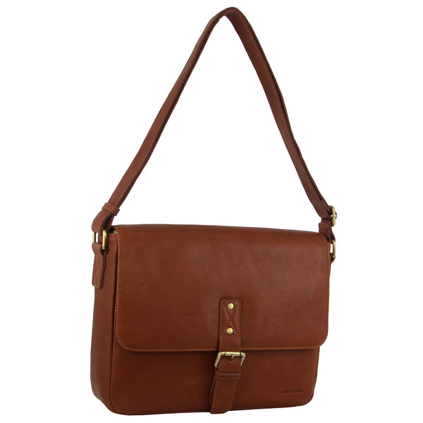 Pierre Cardin Mens Leather Business Satchel with Flap Closure PC3500 D.TAN