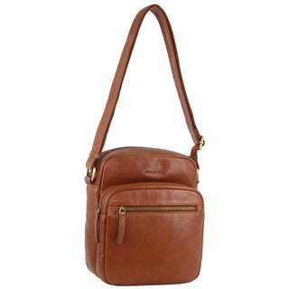 Pierre Cardin Mens Leather Cross-Body Bag with front pocket PC3502 D.TAN *DC