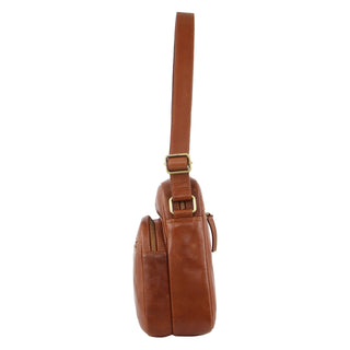Pierre Cardin Mens Leather Cross-Body Bag with front pocket PC3502 D.TAN *DC