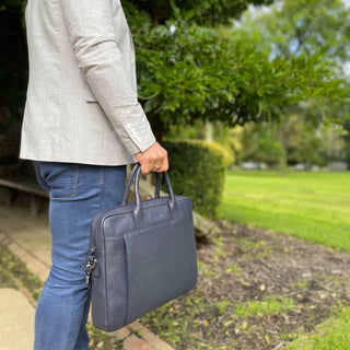 Pierre Cardin Mens Leather Business Computer Bag with multiple compartments PC3504 Navy *DC