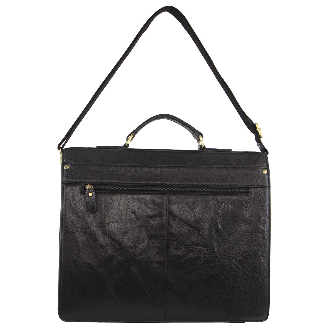 Pierre Cardin Mens Rustic Leather Business Bag with Flip-Cover PC3523 Black-4