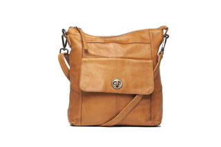 Oran - RH-13647 Black Erika cross body leather bag - Tan