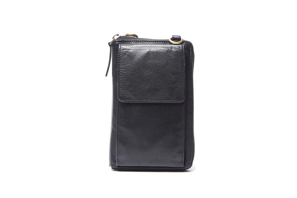 Oran - RH-715 Saturn Leather Phone bag wallet - Black