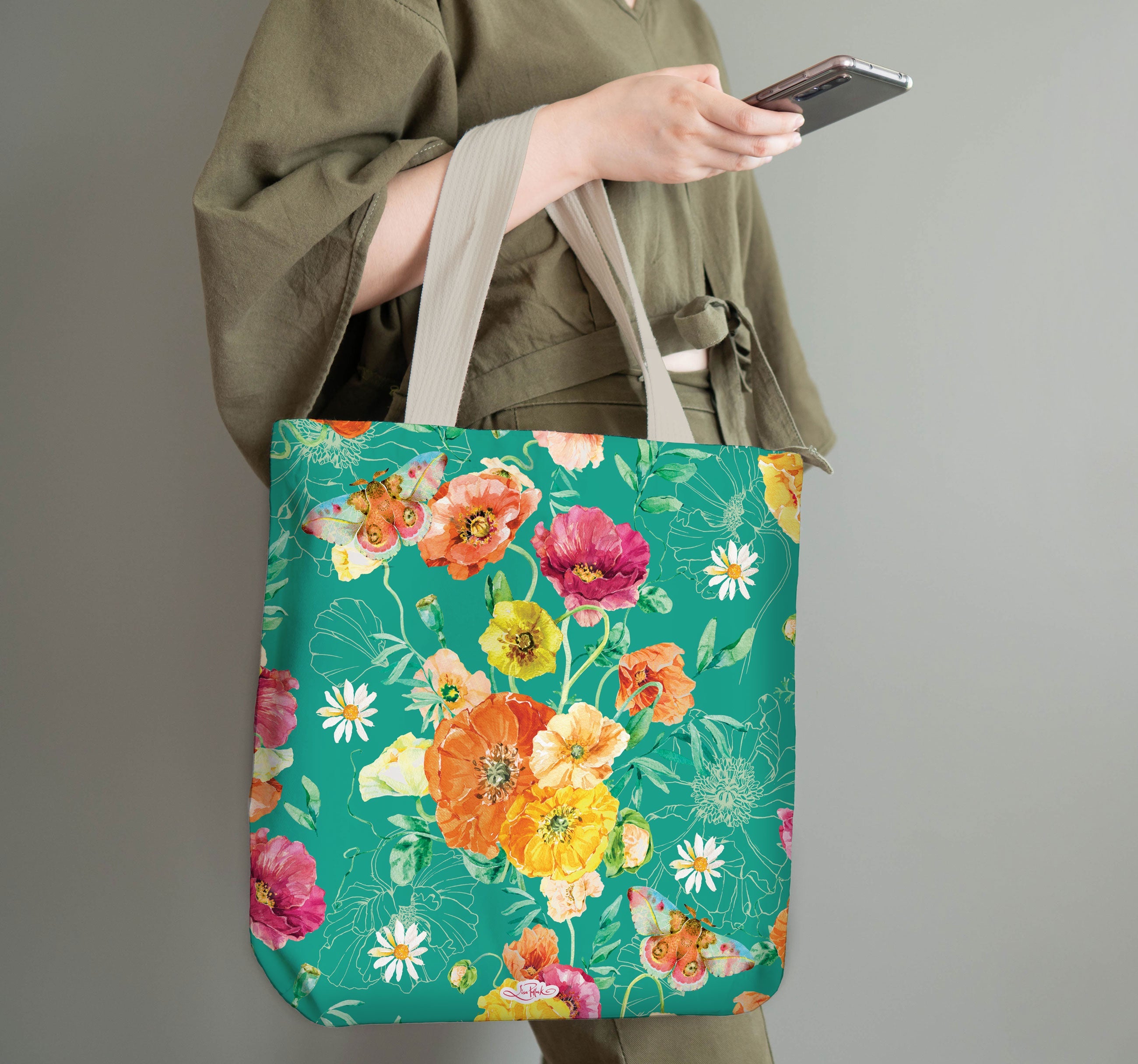 Shopping Tote - Bright Poppies-2