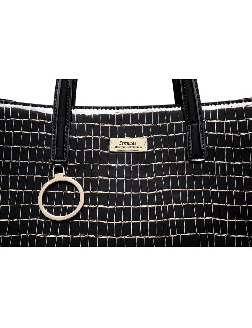 Serenade - SN15-0821 Jewel Leather Grip Handle Bag - Black - 0