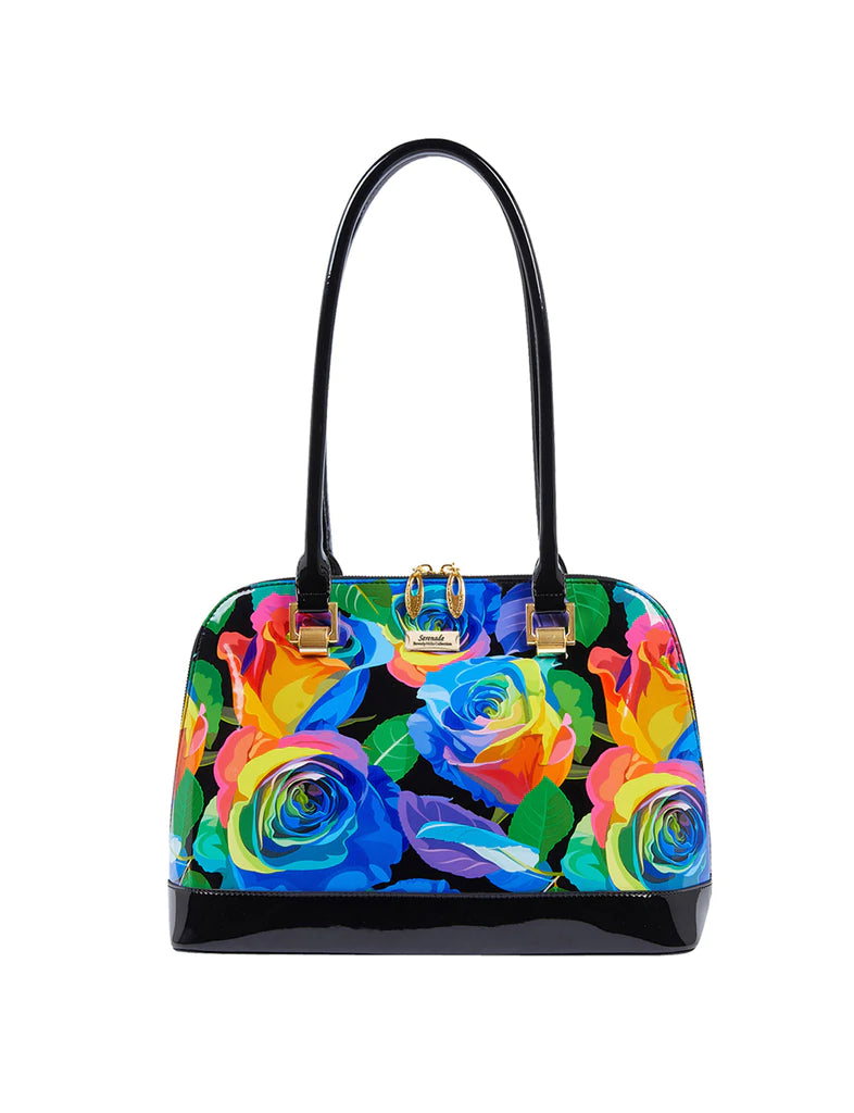 Serenade - SN36-0378 Rainbow Rose Leather Handbag - Rainbow-1