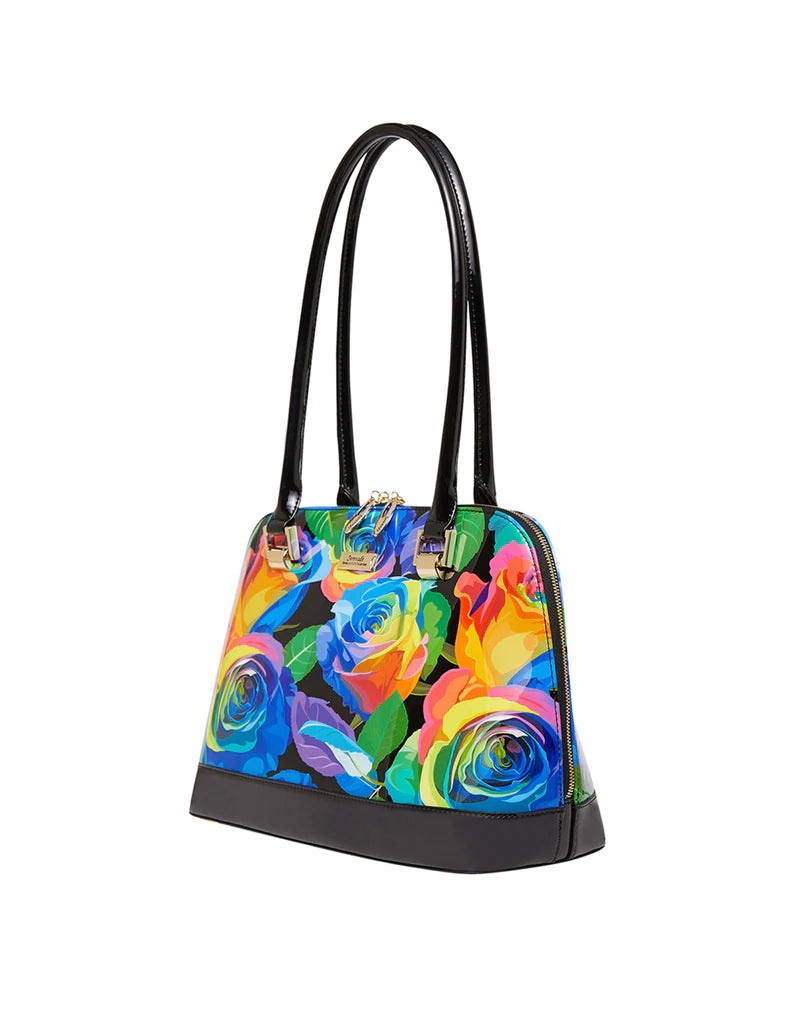 Serenade - SN36-0378 Rainbow Rose Leather Handbag - Rainbow
