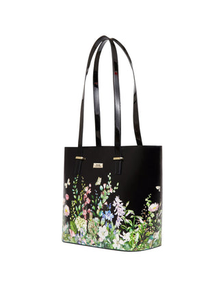 Serenade - Alina SN44-0817 Floral Leather Handbag - Black