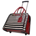 Vera May - Tokyo Wheeled Business Fashion Tote - Black-Beige with Red Trim