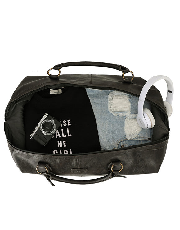 Tosca - VG001 Vegan Leather Duffle Bag - Black