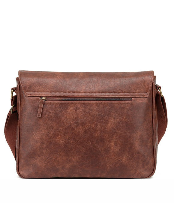 Tosca - VG004 Vegan Leather Messenger Bag - Brown