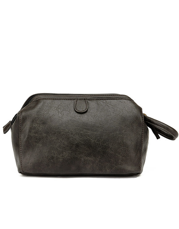 Tosca - VG006 Vegan Leather Wash Bag - Black-2