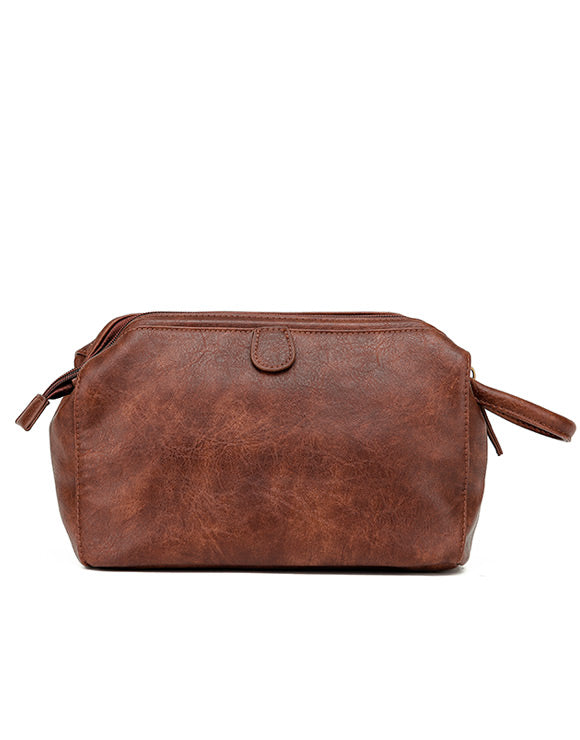 Tosca - VG006 Vegan Leather Wash Bag - Brown