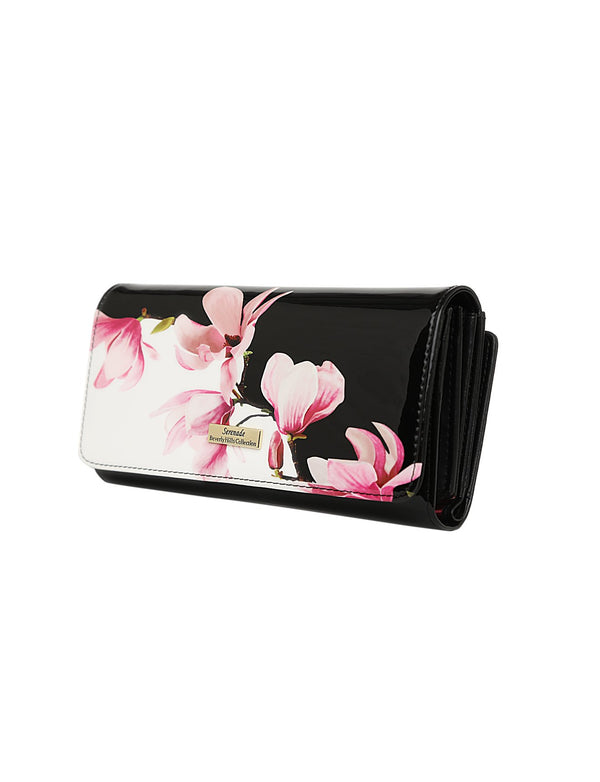 Serenade - Magnolia WSN-2101 RFID Protected Large Leather Wallet - Floral