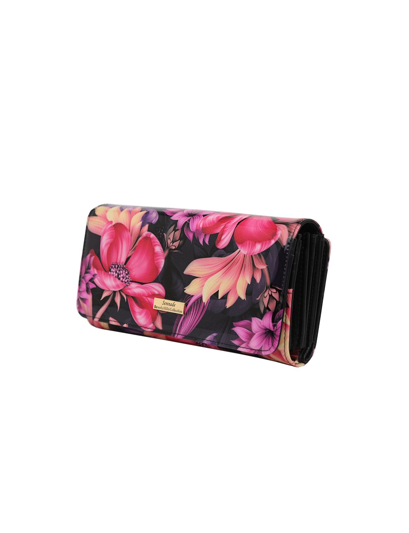 Serenade - Cynthia WSN-2601 RFID Protected Large Leather Wallet - Floral-2