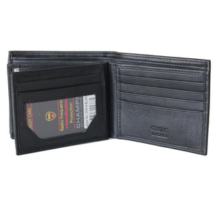 Champs - Double Flap No Tab RFID Protected Leather Wallet CH014 - Black