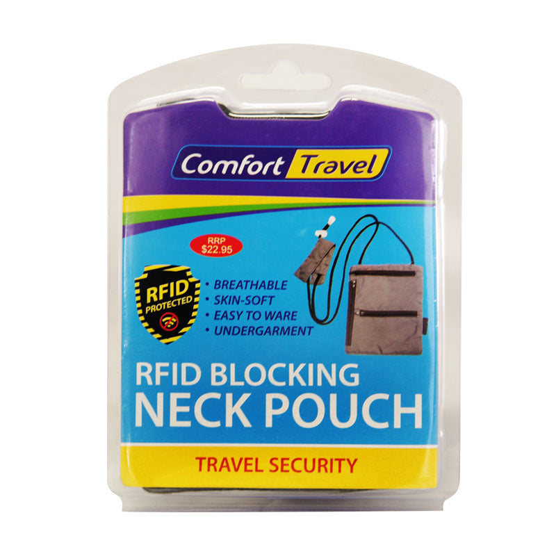 Comfort Travel - RFID Blocking Neck Pouch - Grey