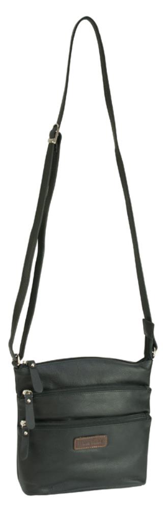 Franco Bonini LB172 Black 3zip Long Strap Sm Shoulder Bag