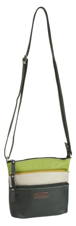 Franco Bonini LB172 Black/Multi 3zip Long Strap Sm Shoulder Bag