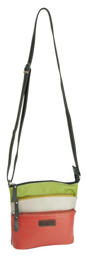 Franco Bonini LB172 Orange/Multi 3zip Long Strap Sm Shoulder Bag