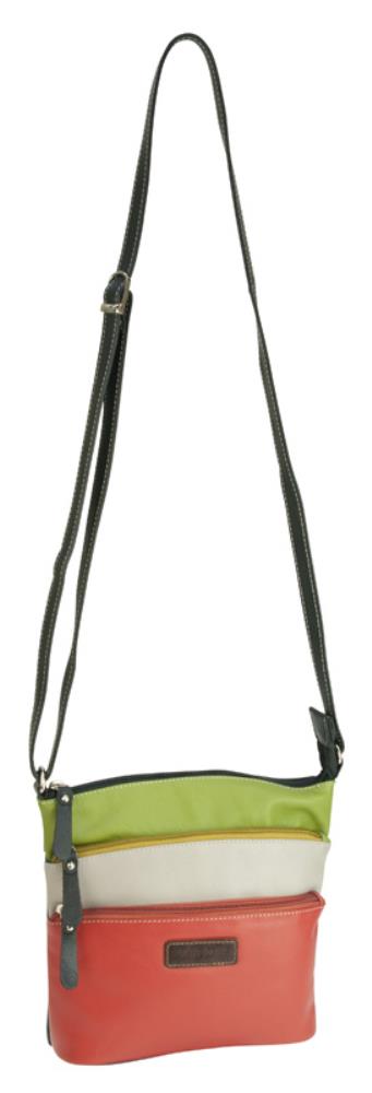 Franco Bonini LB172 Orange/Multi 3zip Long Strap Sm Shoulder Bag