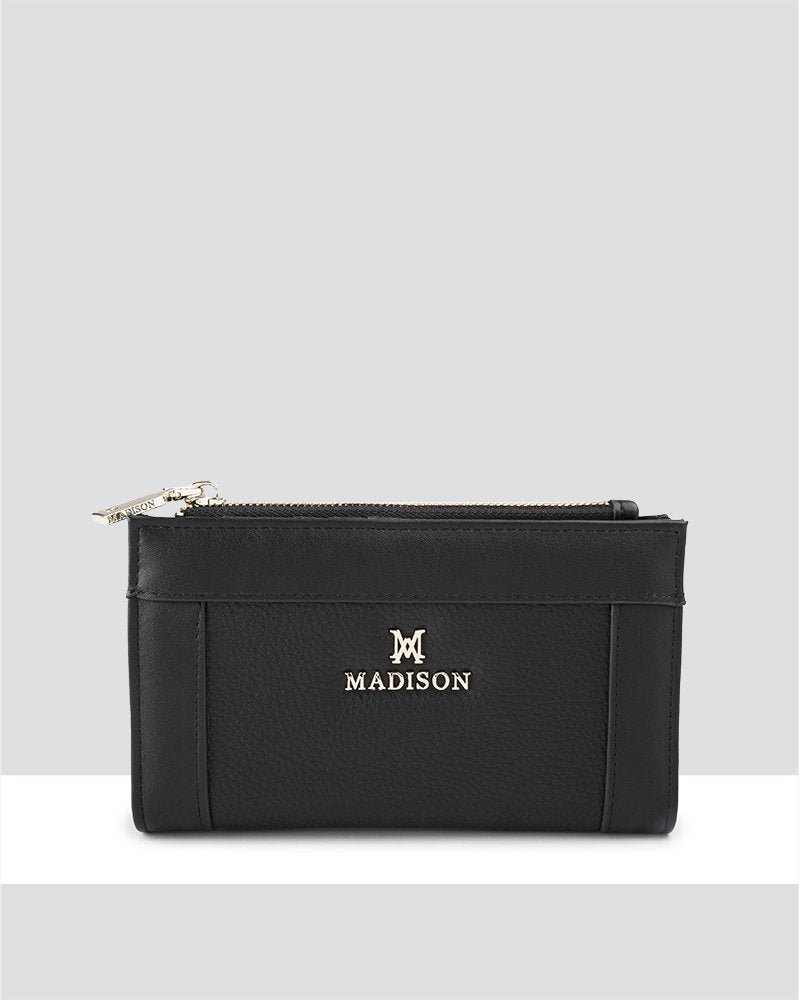 Madison - MW-5005 Lexi Medium Bi Fold Zip Wallet - Black