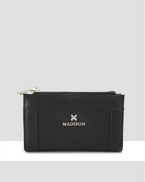 Madison - MW-5005 Lexi Medium Bi Fold Zip Wallet - Black