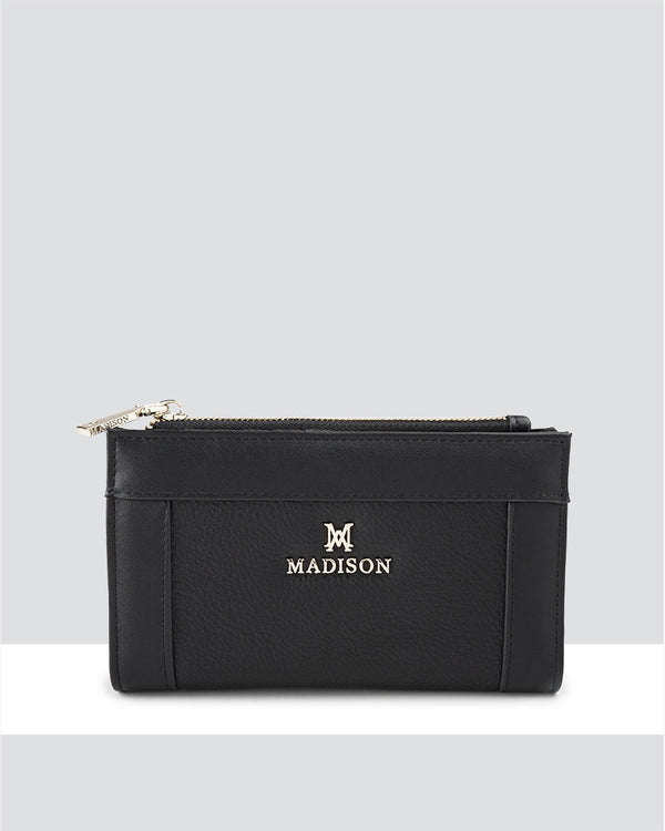 Madison - MW-5005 Lexi Medium Bi Fold Zip Wallet - Black