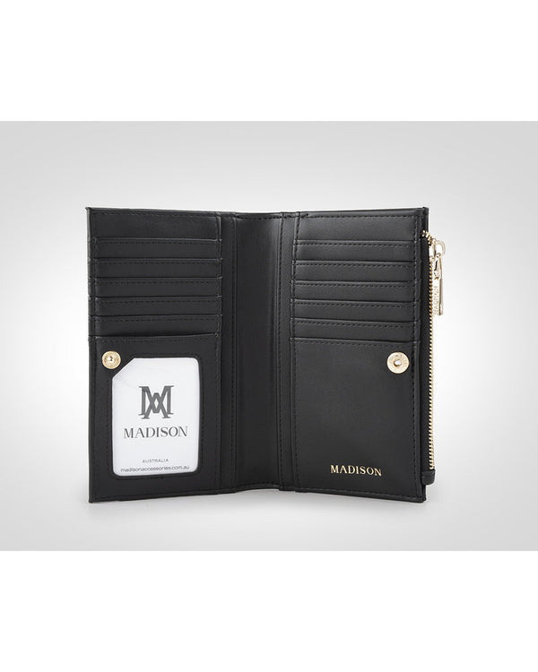 Madison - MW-5005 Lexi Medium Bi Fold Zip Wallet - Black